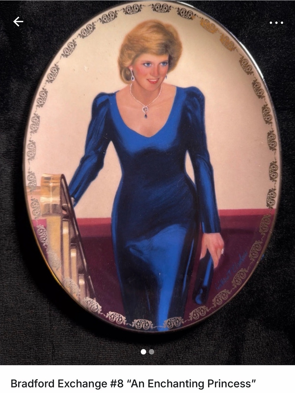 The Bradford Exchange Oval Portrait Plate — Blue, Cream, Gold, Black